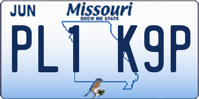MO license plate PL1K9P