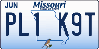 MO license plate PL1K9T