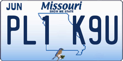 MO license plate PL1K9U