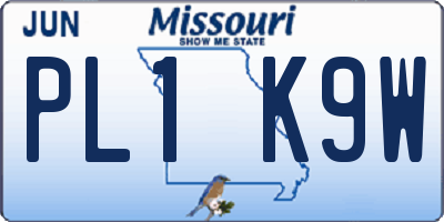 MO license plate PL1K9W