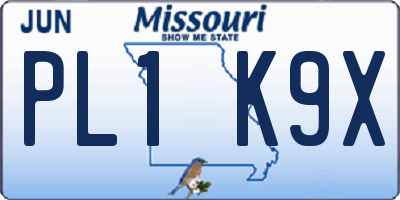 MO license plate PL1K9X