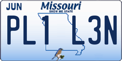 MO license plate PL1L3N