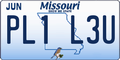 MO license plate PL1L3U