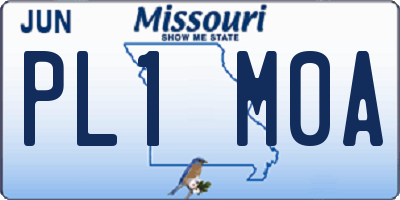 MO license plate PL1M0A