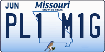 MO license plate PL1M1G