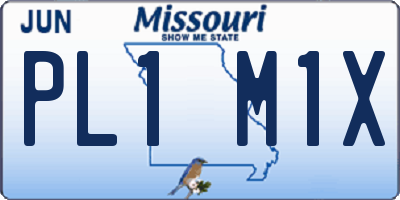 MO license plate PL1M1X