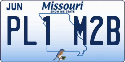 MO license plate PL1M2B