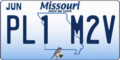 MO license plate PL1M2V