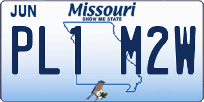 MO license plate PL1M2W