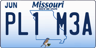 MO license plate PL1M3A