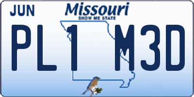 MO license plate PL1M3D