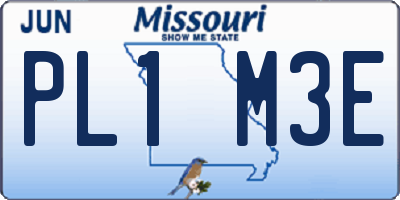 MO license plate PL1M3E