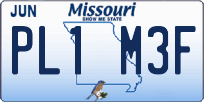 MO license plate PL1M3F