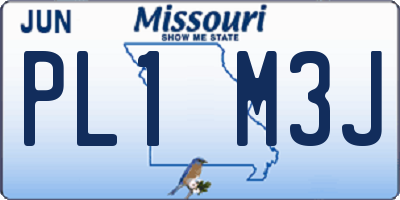 MO license plate PL1M3J