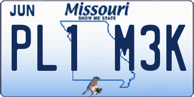 MO license plate PL1M3K
