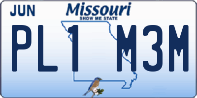MO license plate PL1M3M