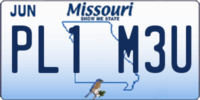MO license plate PL1M3U