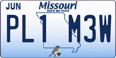 MO license plate PL1M3W