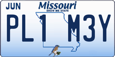 MO license plate PL1M3Y