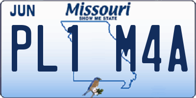 MO license plate PL1M4A