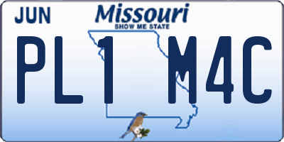 MO license plate PL1M4C