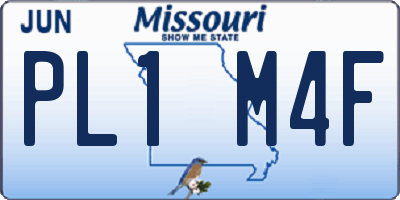 MO license plate PL1M4F