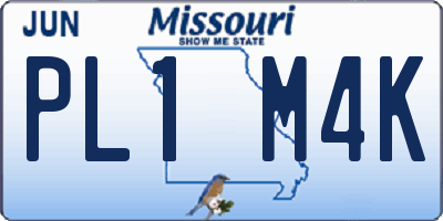 MO license plate PL1M4K