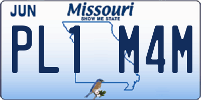 MO license plate PL1M4M
