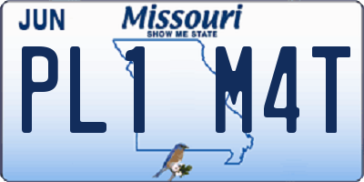 MO license plate PL1M4T