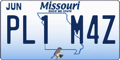 MO license plate PL1M4Z
