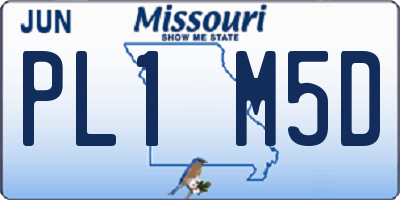 MO license plate PL1M5D