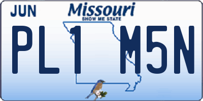 MO license plate PL1M5N