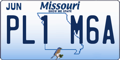 MO license plate PL1M6A