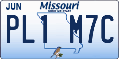 MO license plate PL1M7C