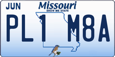 MO license plate PL1M8A