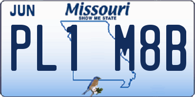 MO license plate PL1M8B