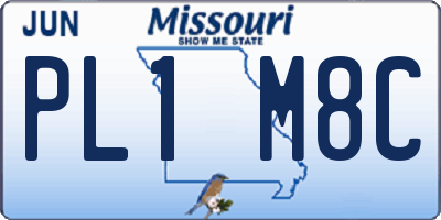 MO license plate PL1M8C