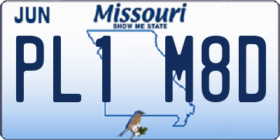 MO license plate PL1M8D