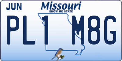 MO license plate PL1M8G
