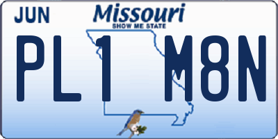 MO license plate PL1M8N