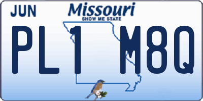 MO license plate PL1M8Q