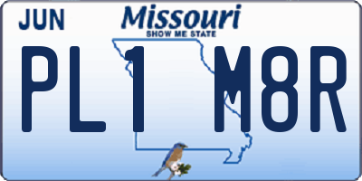 MO license plate PL1M8R