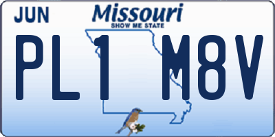 MO license plate PL1M8V