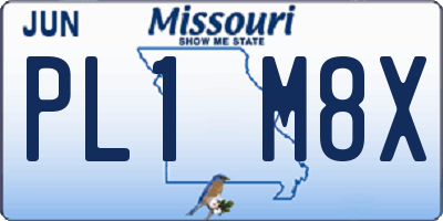 MO license plate PL1M8X