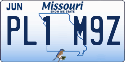 MO license plate PL1M9Z