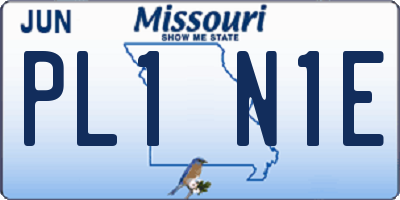 MO license plate PL1N1E