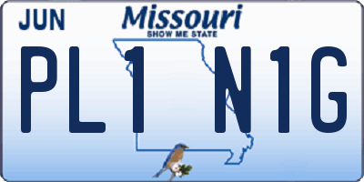 MO license plate PL1N1G