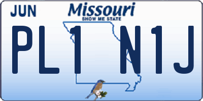 MO license plate PL1N1J