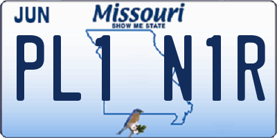 MO license plate PL1N1R