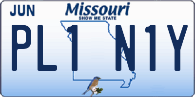 MO license plate PL1N1Y